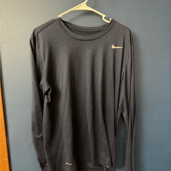 Nike Men's Navy Blue Dri-FIT Long Sleeve Tee - Picture 1 of 2